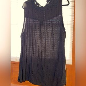 NWT black polkadot tank top with button detail